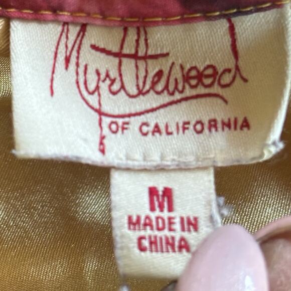 Myrtlewood of California Size M Yellow Floral A-Line Skirt Pockets Retro - Picture 2 of 5